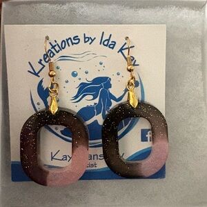 Handmade Pink and Black Resin Earrings
